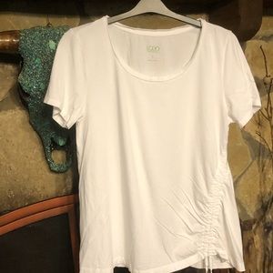 Short sleeve top with side drawstring